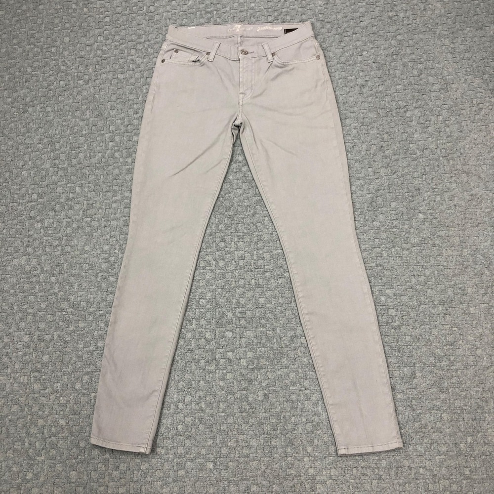 7 For All Mankind Gwenevere Jeans Womens 27 Gray Low Rise Skinny Stretch Denim